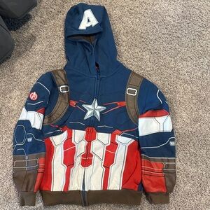 Disney Captain America Hoodie Jacket - Blue, Red, White, Brown